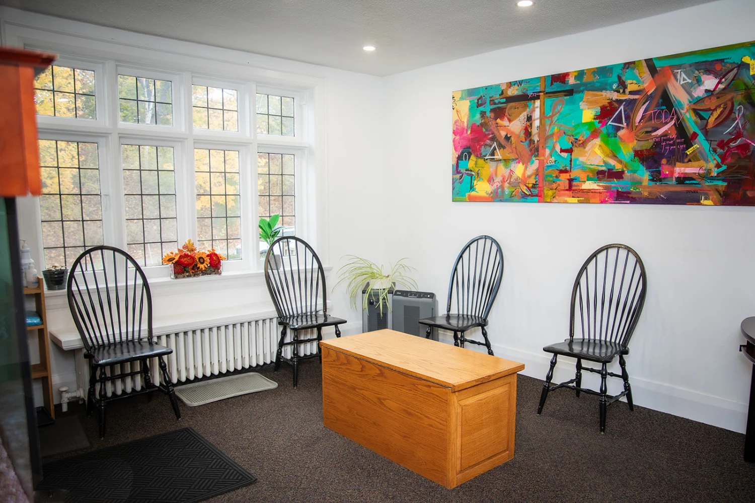 Bright waiting area at High Park Smile Studio